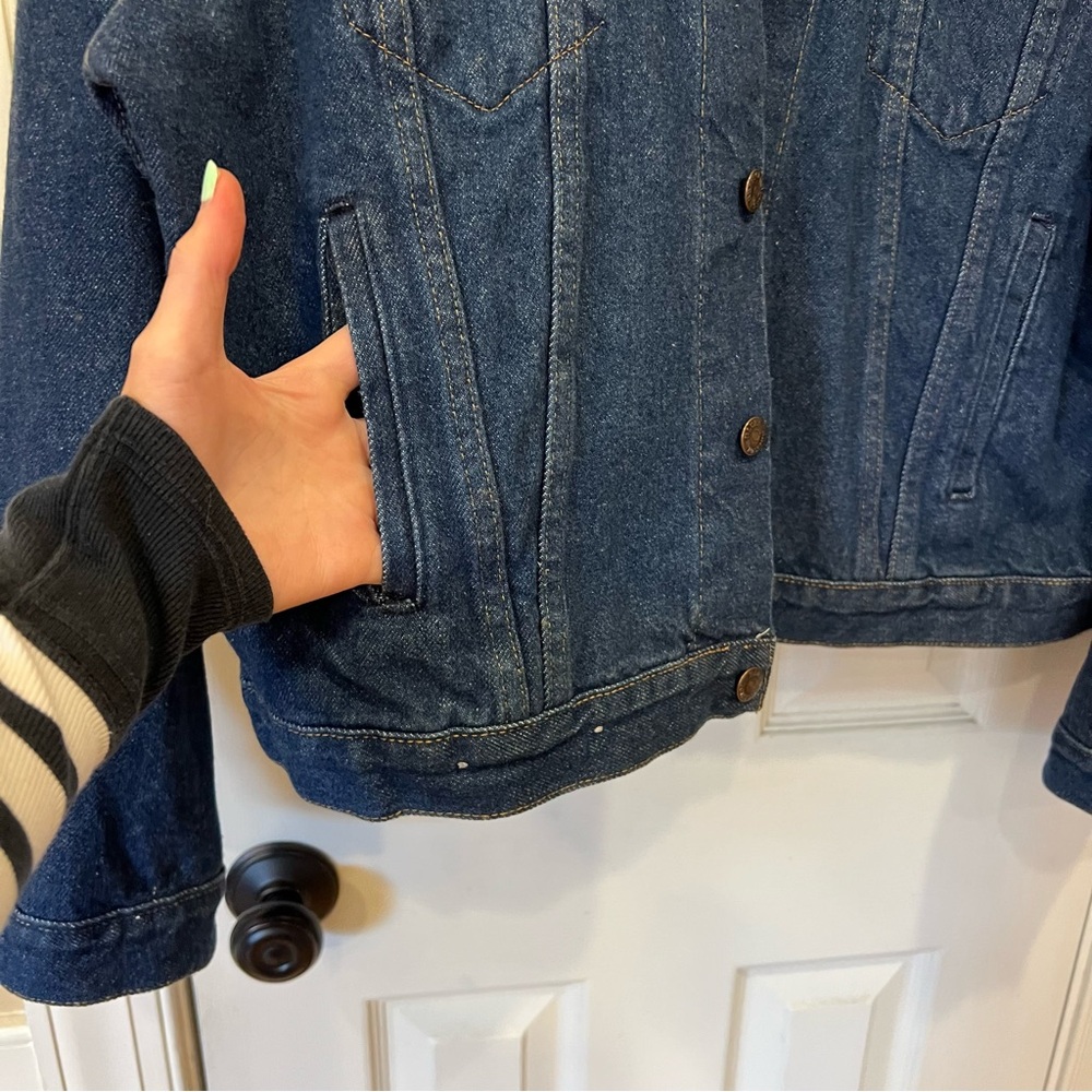 Vintage 80s 90s Denim Jacket Floral Tapestry Patch Back Western Jean Women’s M - Picture 9 of 13